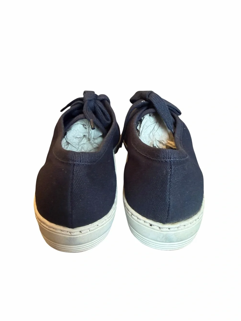 Bottega Veneta Navy Canvas Intrecciato Cap Toe Sneakers EU 34.5